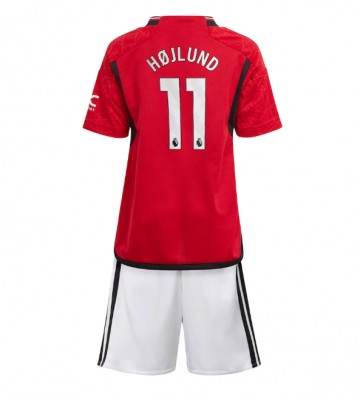 Manchester United Rasmus Hojlund #11 Koszulka Podstawowych Dziecięca 2023-24 Krótki Rękaw (+ Krótkie spodenki)